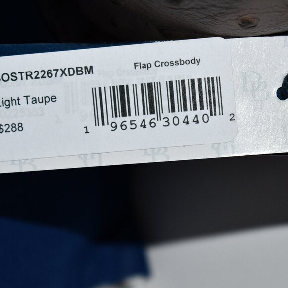 Dooney & Bourke Ostrich Embossed Flap Crossbody Bag Lt Taupe #BOSTR2267 NWT - Picture 6 of 7